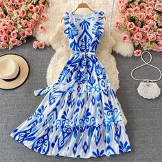 Cute A line long dress fashion dress Material: blended Color: red, blue Size(cm): free size length 123 bust 100 waist 86 Elegant Long Dresses For Women, Elegant Long Dresses, A Line Long Dress, Long Dresses For Women, Holiday Skirts, Spring Dresses Women, Floral Silhouette, Bow Collar, Elegant Dresses Long