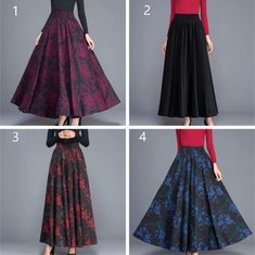 "Maxi Skirt, Flare Skirt, Vintage Style Skirt, Winter Skirt, Long Thick Skirt, A-Line Skirt, Hand Made Custom Plus Size Skirt with Pockets -The fabric has many floral patterns to choose from -Pockets on each side -High-quality thick material (90% nylon velvet and 10% lycra cotton) -Warm enough for winter -Can be customized -Machine wash allowed Size S Elastic Waist: 60cm-64cm（23.5\"-25\"） Length: 85cm （33.5\"） Size M Elastic Waist: 66cm-70cm（26\"-27.5\"） Length: 85cm （33.5\"） Size L Elastic Wais High Waist Aline Skirt, Winter Long Non-stretch Pleated Skirt, Pleated Long Skirt For Winter, Long Pleated Skirt For Winter, Winter Pleated Maxi Skirt, Non-stretch Pleated Winter Skirt, Non-stretch Pleated Skirt For Winter, Winter Pleated Full Maxi Skirt, Winter Flowy Lined Maxi Skirt