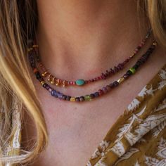 Thulite, labradorite, turquoise, ruby, chrysocolla, Thai silver plated in 22k gold Adjustable 16-18" All natural stones slight variations in color will occur Handmade in CT Riverstone Jewelry Adjustable Bohemian Emerald Necklace With Natural Stones, Bohemian Gold Emerald Necklace With Gemstone Beads, Bohemian Chrysocolla Gemstone Necklace, Bohemian Emerald Necklace For Jewelry Making, Bohemian Labradorite Stone Necklaces, Handmade Bohemian Emerald Necklace For Healing, Artisan Multicolor Chrysocolla Necklace, Handmade Multicolor Chrysocolla Necklace, Bohemian Emerald Necklace Gift