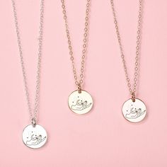 Introducing the She Holds The Moon Disc Necklace! This beautiful and unique piece is perfect for anyone who loves all things mystical and magical. The pendant is made of silver, gold, or rose gold, and features a hand engraved onto the surface, holding a crescent moon. It's a stunning and evocative piece that is sure to become a favorite in your jewelry collection. Whether you're wearing it as a daily reminder of your own personal power, or gifted to a friend or loved one as a talisman of protec Elegant Moon-shaped Engraved Necklace, Rose Gold Necklace With Round Moon Charm Pendant, Gold Moon-shaped Engraved Necklace, Engraved Moon-shaped Brass Necklace, Brass Moon-shaped Necklace With Moon Charm, Tarnish Remover, Personal Power, Round Circle, Disc Necklace