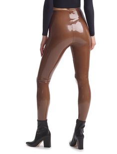 These high-shine leggings are made from a four-way stretch patent with great recovery. Constructed with commando's signature smoothing internal waistband and a flattering high-rise, these patent leggings are a show stopper.   Product Description  Product Details   Leg (62% polyurethane, 36% viscose, 2% elastane); waist (78% nylon 22% elastane)  Front rise: 11 5/8" ; inseam: 29 3/8" for size medium Fit-tested by real women Four-way stretch and recovery Sizes XS-XL have no side seams, 1X -3X have Faux Patent Leather Leggings, Patent Leather Leggings, Leather Legging, Women Legs, Faux Leather Leggings, Leather Leggings, Leather Fabric, Real Women, Skirt Top