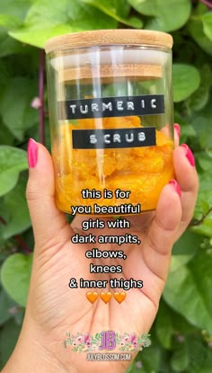 Inner Thigh Darkness, Nails Remedies, Body Scrub Homemade, Dark Inner Thighs, Body Scrub Homemade Recipes, Skin Lightening Diy, Turmeric Scrub, Dark Armpits