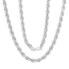 Imported from Italy and .925 Sterling Silver our 1.5 mm Diamond-cut Rope chain looks great on its own or with your favorite pendant. Your choice of length and width for a unisex look Secure lobster claw clasp Solid sterling silver makes this classic design a great investment piece Style # SC176, SC177, SC180, SC181, SC182 SC6365 Silver Chain Link Necklace With Diamond Cut, Diamond Cut Chain Link Jewelry For Gift, Silver Diamond-cut Chain Link Jewelry, Silver Diamond Cut Chain Link Jewelry, White Gold Diamond Cut Chain Link Necklace, White Gold Diamond-cut Chain Link Necklace, White Gold Diamond Cut Chain Necklace Gift, Silver Snake Chain Jewelry With Diamond Cut, Silver Diamond-cut Snake Chain Jewelry