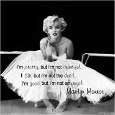 marilyn monroe sitting on the floor with a quote