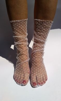 Socks:thin -Material:tulle - One Size (fits sizes 6, 7, 8, 9 and 10 US women's shoe size) - 1 Pair - Hand wash in cold -Length: Medium ( Approximately 50cm) -Pattern: Star water, lay flat to dry -Color:silver Sheer Socks For Party In Summer, Sheer Socks For Summer Parties, Summer Party Mesh Hosiery, White Stretch Party Socks, White Summer Party Stockings, Summer Party White Stockings, White Stockings For Party In Summer, Stretch Knee-high Party Socks, Summer Stretch Mid-calf Socks