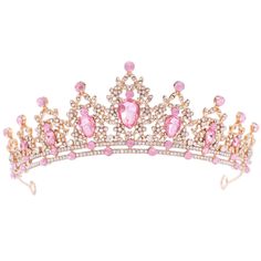 PRICES MAY VARY. Sturdy Crown: This gold tiara is handmade by durable alloy and rhinestone. Pink Crystal Crown is beautiful,well-made and very solid and comfortable to wear, with hard texture for practicality and aesthetics. Color-- Gold, Color retention, no fading. Size-- 5.8inch * 2.2inch. Tiara and Crowns Suitable for adult women and girls. Weight is 70g /0.15lb. Great Gift-- It's a good choice for Wedding, Mother's Day, Valentine's Day, Birthdays,Engagement, Photograph prop or Graduation App Crown For Queen, Pink Tiara, Crowns For Women, Quinceanera Pink, Crown Hair Accessories, Birthday Party Princess, Birthday Crowns, Crown Aesthetic, Accessories Bride