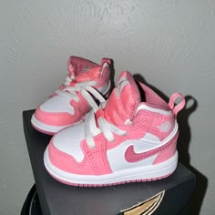 Brand New Jordan 1 Mid Tops!! Never Worn, Still Inside The Box Sz 3c Baby Air Jordans, Room Decor Accessories, Jordan Pink, Pink Jordans, Baby Jordans, Surprise Party, Inside The Box, Kids Jordans