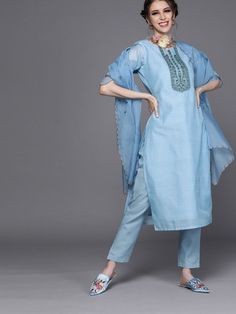 Buy smashing blue chanderi cotton solid straight cut suit online at Inddus. This delectable partywear straight cut suit comprises a chanderi cotton straight kurta with matching cotton bottom and organza dupatta. Blue Cotton Silk Straight Kurta, Cotton Silk Churidar With Sheer Dupatta And Straight Kurta, Chanderi Churidar With Sheer Dupatta And Straight Kurta, Blue Cotton Silk Salwar Kameez With Straight Kurta, Spring Straight Kurta With Sheer Dupatta, Blue Cotton Silk Salwar Kameez With Sheer Dupatta, Spring Kurta With Sheer Dupatta In Chanderi, Spring Chanderi Kurta With Sheer Dupatta, Blue Cotton Silk Unstitched Suit For Festivals