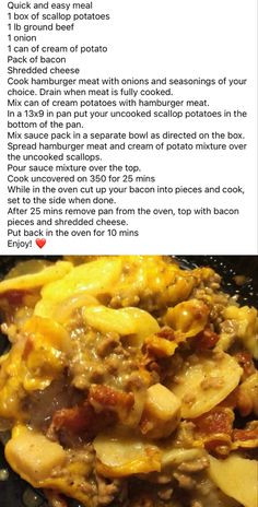 the recipe for this dish is shown in two separate pictures, one with meat and cheese on it