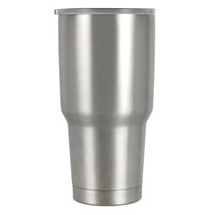 a stainless steel tumbler cup on a white background