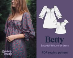 the babydoll blouse or dress is sewing pattern