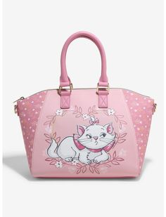 Loungefly Disney The Aristocats Marie Flowers Satchel Bag | Hot Topic Pop Bag, Aristocats Marie, Im A Lady, Marie Aristocats, The Aristocats, Disney Bag, Loungefly Disney, World Of Disney, Pink Cat