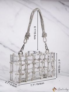 BirdinBag - Clear Rhinestone Box Bag: Elegant Bride Purse for Weddings, Proms, and Parties Bride Purse, Silver Bag, Bridal Purse, Silver Bags, Bag Elegant, Elegant Bride, Details Pictures, Inch Bag, First Contact