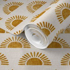 Spoon Flower Sunshine Block Print Boho Sun Golden Trendy Custom Removable Wallpaper Nursery Bohemian, Trendy Nursery, Block Print Wallpaper, Boy Nursery Themes, Yellow Nursery, Professional Wallpaper, Boho Sun, Trendy Home Decor, Drawer Liners