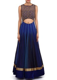 This lehenga choli is made in shaded blue net fabric. Blouse of this lehenga choli is weaved in kundan and zardosi weaving and improved in waist line cut work. Dupatta of this lehenga choli is in net with velvet fringe. Slight variety in shading is conceivable. Shaded Lehenga, Velvet Fringe, Lehenga Choli Online, Net Fabric, Dress Clothes, Waist Line, Cut Work, Lehenga Choli, Blouse Design