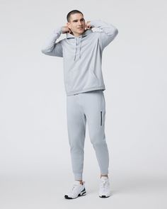 A fresh take on athleisure and a staple in your wardrobe, the Sunday Performance Joggers are premier in fit, function and soft stretch. This jogger style will keep you moving with less bulk around your ankles. | Vuori Sunday Performance Jogger Pants | Platinum Heather | Medium Vuori makes premium performance apparel inspired by the active Coastal California lifestyle; an integration of fitness, surf, sport, and art. Breaking down the boundaries of traditional activewear, we are a new perspective White Joggers, Coastal California, California Lifestyle, Fashion Joggers, Performance Outfit, New Perspective, Moisture Wicking Fabric, Jogger Pants, Boundaries