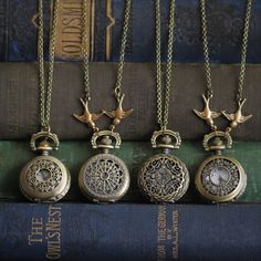 Small 25mm pocket watch necklace with a high quality quartz movement inside.On 26 inches of antiqued brass chain, attached with 2 little Victorian birds.I can make this chain any length for no extra charge.  Just leave me a note at checkout!You can adjust the time by pulling up the knob and turning.Pressing the knob opens the watch.Each watch comes in a gift box with instructions and a spare battery. Luxury Victorian Style Pocket Watch, Victorian Style Self-winding Pocket Watch For Formal Occasions, Elegant Pocket Watch With Locket Pendant, Victorian Pocket Watch, Victorian Style Self-winding Round Pocket Watch, Old Pocket Watches, Victorian Self-winding Collectible Pocket Watch, Mechanical Pocket Watch, Pocket Watch Necklace