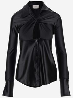 80% polyamide, 20% elastane Elegant Slim Fit Shirt For Night Out, Sleek Stretch Tops For Office, Fitted Sleek Shirt For Fall, Sleek Fitted Shirt For Fall, Sleek Fitted Fall Shirt, Fitted Elastane Tops For Office, Stretch Elastane Solid Color Blouse, Fitted Elastane Tops For Formal Occasions, Fitted Chic Elastane Blouse