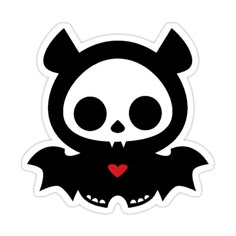 a black and white image of a bat with a heart in it's mouth