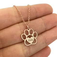 Cat Paw Necklace, Paw Jewelry, Paw Necklace, Necklace Cat, Necklace Chain Types, Paw Heart, Dog Pendant, Dog Necklace, Dog Jewelry