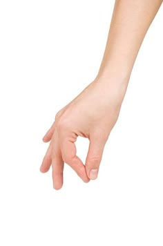 a person's hand reaching out towards the camera on a white background with only one finger visible