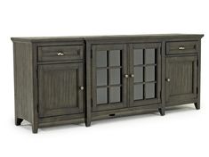 the sideboard is made from wood and has three doors, two drawers and one door