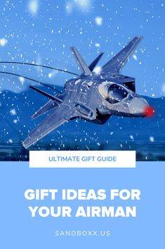 an airplane flying through the air with text overlay that reads gift ideas for your arman