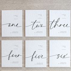 four different types of calligraphy on white paper