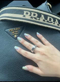 Oura Ring and Rainbow Chrome Nails on a Prada Bag #ouraring #health #womenshealthtips #prada #designer #pradahandbags #outfitstyle #inspofashion #trendy #nailstagram #nailsofinstagram #chromenailideas #rainbow Rainbow Chrome Nails, Rainbow Chrome, Ring Stack, Prada Designer, Prada Handbags, Chrome Nails