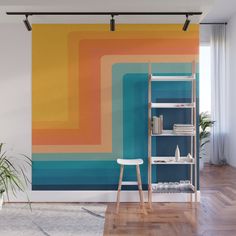 Retro 70s Color Lines Wall Mural 70s Wall Mural, Mural Bedroom, Peel And Stick Wall Murals, Bedroom Wall Colors, Craft Space, Removable Wall Murals, Mural Wall Art, Space Available, Shop Wall