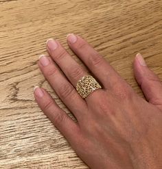 "Artisan design 14k solid yellow gold Filigree Lace design ring set with 18 sparkling 1.00mm diamonds. Description: ✤ This ring is made to order ✤ This ring is handmade from start to finish in Our workshop, DaninoDesigner. ✤ Made Of 14K Yellow Gold, Diamonds. ✤ 18 1.00mm diamonds ✤ Total carat weight of 0.09ct ✤ Ring length: 1.9cm / 0.74'' ✤ Ring Size: Choose at checkout - or contact me for custom requests ✤ PACKAGING: Every order is shipped with our luxury jewelry packaging. Perfect for gift gi Luxury 14k Gold Filigree Promise Ring, Exquisite Gold Open Ring, Luxury Yellow Gold Diamond Ring With Filigree, Elegant Gold Engraved Ring With Rose Cut Diamonds, Gold Filigree Open Ring, Luxury Gold Diamond Filigree Ring, Gold Filigree Open Ring Jewelry, Yellow Gold Filigree Jewelry Ring, Fine Jewelry Gold Engraved Ring With Rose Cut Diamonds