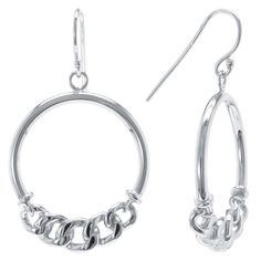 Add an elegant touch of edge to your jewelry box with these sterling silver Judy Crowell chain link-embellished open circle drop earrings. Click on this JEWELRY & WATCHES GUIDE to learn about fit, styles, materials and more! FEATURES Length: 41 mm Backings: fishhook Metal: sterling silver Finish: polished Packaging: velvety pouch Size: One Size. Gender: female. Age Group: adult. Silver Chain Hoop Earrings As Gift, Metal Dangle Box Chain Jewelry, Elegant Silver Hoop Earrings With Chain Detail, Elegant Silver Chain Hoop Earrings, Modern Jewelry With Box Chain Drop Earrings, Modern Silver Chain Earrings, Sterling Silver Chain Link Earrings, Sterling Silver Drop Earrings With Chain Detail, Nickel-free White Gold Circular Jewelry