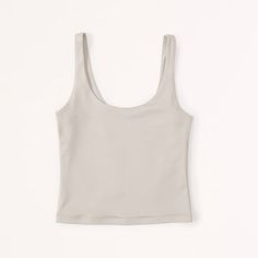 Abercrombie Women's Sleek Seamless Scoopneck Cami Size- Large Color- Taupe Solid Top With Built-in Bra And Scoop Back, Everyday Solid Scoop Neck Crop Top, Everyday Solid Color Scoop Neck Crop Top, Chic Scoop Neck Seamless Tank Top, Seamless Scoop Back Tank Top For Spring, Chic Seamless Tank Top With Wide Straps, Seamless Tops With Scoop Back, Summer Scoop Back Seamless Top, Casual Seamless Crop Top With Scoop Back