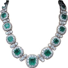 Exquisite Emerald Diamond Necklace, Exquisite Jeweled Emerald Necklace For Anniversary, Dazzling Formal Emerald Gemstone Necklace, Luxury Oval Emerald Necklace With Jewels, Diamond Emerald Pendant Necklace, Luxury Sterling Silver Necklace With Jewels, Opulent Diamond Jewelry With Gemstones, Opulent Diamond Gemstone Jewelry, Dazzling Emerald Necklaces With Jewels