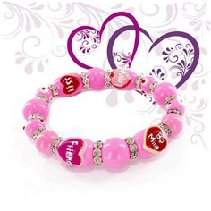 Valentines Bracelet - Heart Bracelet For Women - Mothers Day Bracelet - Birthday Jewelry Gifts For Her - Pink Glass Beaded Bracelet - 2 Size Heart Bracelets, Valentines Bracelets, Glass Beaded Bracelet, 3d Hand, Painted Hearts, Birthday Jewelry, Bracelet Heart, Face Earrings, Bracelet Diy