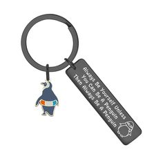 PRICES MAY VARY. This keychain hand stamped with the words:Always Be Yourself Unless You Can Be A Penguin Then Always Be A Penguin.This penguin keychain is a pefect way to share how much you love penguin.Great penguin keychain for penguin lovers. Penguin Gift for Women Girls,Pefect penguin jewelry gift for daughter, niece, friends, sisters, mom or penguin lover.Ideal birthday gift, christmas gift, mothers day gift, wedding gift, thanksgiving day gift, etc . Size:The bar pendant measures 50 x 12m Penguin Keychain, Penguin Jewelry, Always Be Yourself, Jewelry Pouches, Bag Jewelry, Bar Pendant, Gift For Daughter, Velvet Bag, Jewelry Pouch