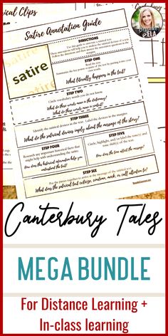 the mega bundle for distance learning and in - class learning with text that reads, canterbusy tales