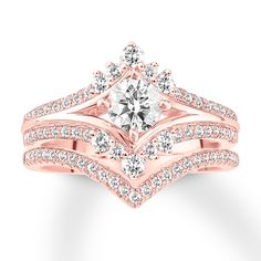 a rose gold diamond ring set