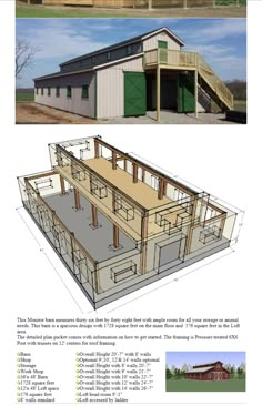 the plans for a two story barn with lofts