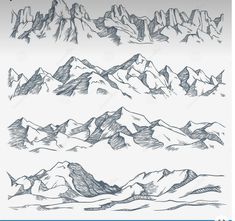 the mountain range is drawn in pencil