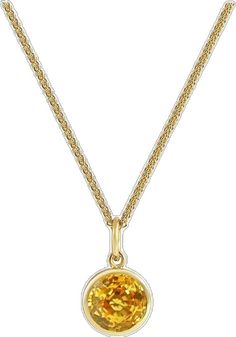 Gold Round Birthstone Jewelry, Gold Birthstone Necklace With Round Pendant, Yellow Sapphire Oval Birthstone Jewelry, Oval Yellow Sapphire Birthstone Jewelry, Yellow Sapphire Round Gemstone Jewelry, Gold Gemstone Round Pendant Jewelry, Gold Necklace With Round Stone In Fine Jewelry Style, Round Yellow Sapphire Gemstone Jewelry, Yellow Gold Round Birthstone Jewelry