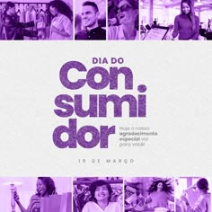 an advertisement for a fashion show featuring women in purple and white outfits, with the words'dia do con sumi dor '