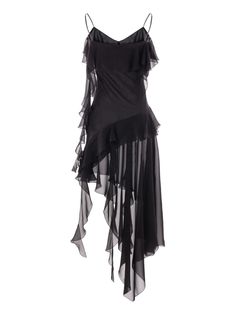 Find BLUMARINE Ruffled Silk Georgette Dress on Editorialist. black silk fully ruffled scoop neck spaghetti straps asymmetric hem Blumarine Dress, Silk Georgette Dress, Asymmetric Dress, Georgette Dress, Wardrobe Edit, Dress Crafts, Asymmetrical Dress, Black Silk, Asymmetric Hem