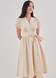 Buy Arina Sash Wrap Dress @ Love, Bonito | Shop Women's Fashion Online | Love, Bonito INTL Cotton V-neck Belted Dresses, Chic Cotton Dress With Tie Waist, Elegant Cotton V-neck Midi Dress, Elegant Cotton Midi Dress With V-neck, Chic Belted A-line Wrap Dress, Elegant Cotton V-neck Dress, Elegant Knee-length Dress With Tie Waist, Formal V-neck Cotton Midi Dress, Formal Cotton V-neck Midi Dress