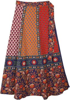 This is a cotton ethnic style beautiful floral print skirt with different styled and multicolored flowers.  The material of the skirt is of great quality and the design is very unique. #tlb #WrapAroundSkirt #Floral #Printed #CottonWrapSkirtfromIndia #IndianSkirts Bohemian Floral Print Flowy Wrap Skirt, Bohemian Flared Maxi Skirt With Floral Print, Bohemian Red Floral Print Skirt, Red Bohemian Skirt With Floral Print, Traditional Multicolor Flowy Skirt, Boho Print Long Cotton Skirt, Long Cotton Skirt With Boho Print, Hippie Floral Print Skirt For Festival, Red Bohemian Wrap Skirt