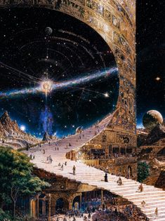 an artist's rendering of a stairway leading to the stars