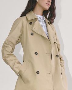 The Modern Trench Coat Cornstalk – Everlane Double-breasted Gabardine Outerwear For Work, Spring Workwear Pea Coat With Lapel Collar, Casual Belted Business Outerwear, Casual Belted Outerwear For Business, Spring Gabardine Pea Coat With Double-breasted Button, Spring Gabardine Pea Coat With Double-breasted Button Fastening, Collared Pea Coat With Double Button For Work, Spring Collared Pea Coat For Workwear, Collared Pea Coat For Spring Workwear