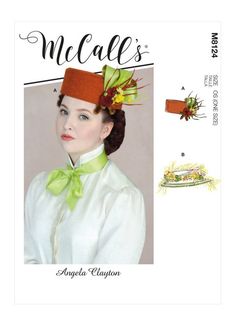 McCall's M8124 (Digital) | Misses' Hat | Front of Envelope Angela Clayton, Wide Hat, Historical Hats, Victorian Hats, Hat Patterns To Sew, Costume Sewing Patterns, Costume Patterns, Mccalls Sewing Patterns, Simplicity Sewing