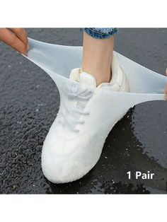 1pair Rubber Rain Boot Overshoes For Outdoor Use Silicone Waterproof Shoe Covers Rainy Day Shoe Cover Reusable Non-Slip Rain Boots,Rainproof Sandproof Silicone Rain Shoe Covers, Silicone Waterproof Shoe Covers, Rainy Day Shoe Covers, Reusable Non-Slip Rain Boots( Adult Version  Suitable For Sizes 38-45) White    Silicone Plain    Storage & Organization, size features are:Bust: ,Length: ,Sleeve Length: Shoe Cover, Rain Shoes, Rain Gear, Rubber Shoes, Waterproof Shoes, Rain Boot, Shoe Covers, Synthetic Rubber, Safety Shoes