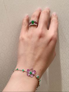 Loose Bracelet, Ring And Bracelet Set, Jewellery Project, Ring And Bracelet, Dior Jewelry, Classy Jewelry, Bracelet Design, Hand Chain, Tourmaline Ring